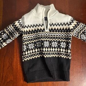The Children's Place Black and Cream Zip-Up Sweater